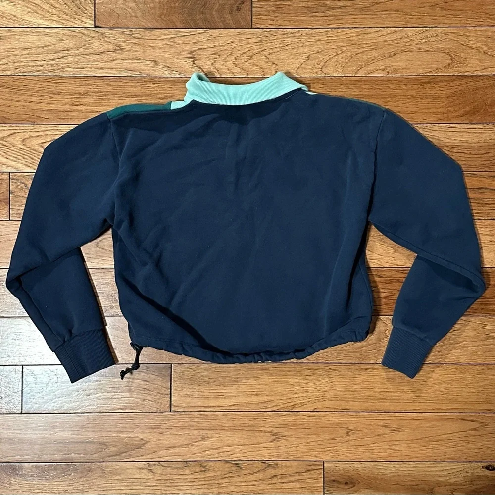 Outdoor Voices Cotton Terry 1/2 Zip Sweatshirt blue green Size Small - Picture 7 of 9